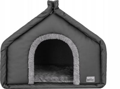 Shpi qeni Diamond Kennel R1, 42x32x43 cm, lëkurë eco, gri grafit