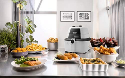 Fritezë me ajër DeLonghi FH2133, kapacitet 1 kg, IdealFry, bardhë e zi