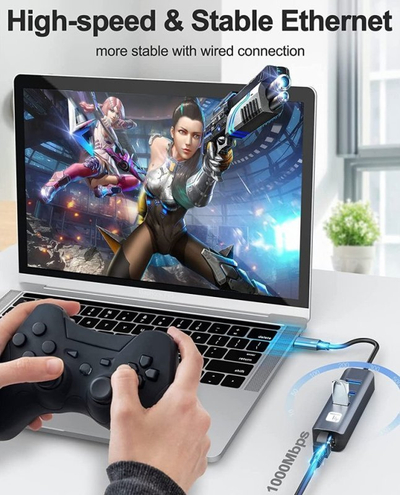 Docking station Techly Idata USB Etgiga3ca, USB C, 3x USB 3.2, Ethernet Gigabit, argjendt dhe e zezë