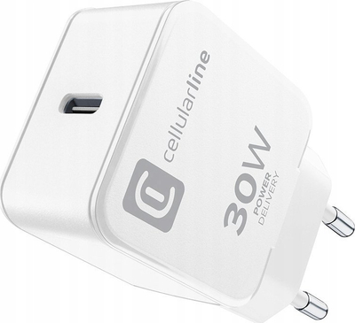 Karikues USB-C Cellularline 30W për Apple, i bardhë