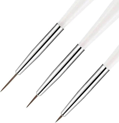 Set furça të holla për Nail Art, 3 copë, dorezë plastike, shumëngjyrëshe