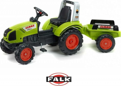 Traktor me pedale Falk Claas Arion 430, me rimorkio, jeshil