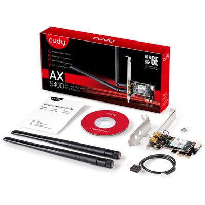 Kartë rrjeti Cudy WE3000, Wi‑Fi 6E AX5400, PCI‑E, e zezë
