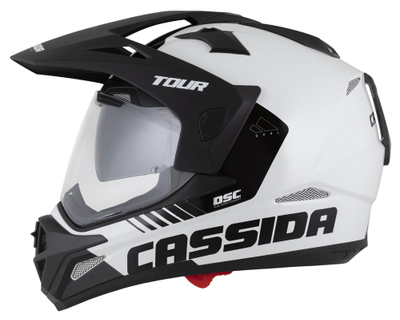 Kaska moto CASSIDA Tour 2.0 Dual 2026, Pinlock ready, vizor dielli, e bardhë e zezë