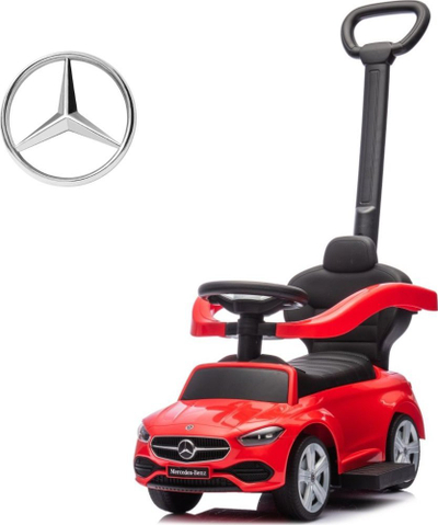 Makinë shtytëse për fëmijë Milly Mally Mercedes C-Class, me dorezë drejtimi, me timon me tinguj, e kuqe