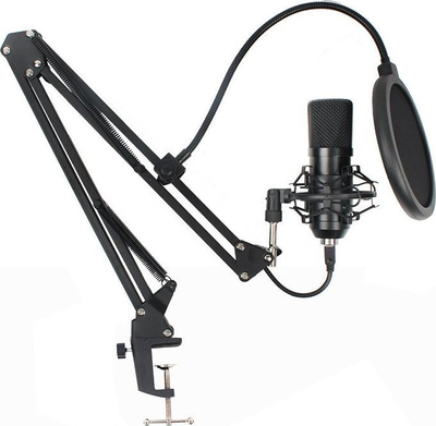 Кондензаторски микрофон ART AC-03, USB, со бум и ПОП филтер, црн