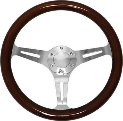 Volant portov Steering Wheel 350mm Wood Style, dru, argjendtë