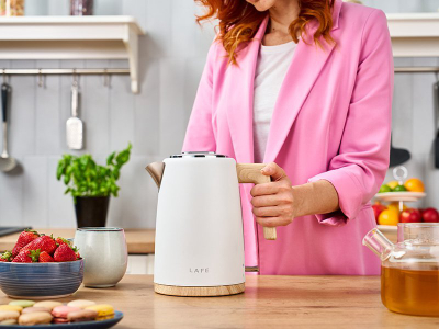 Ibrik elektrik Lafe Scandi PRO, 1.7L, 2200W, i bardhë inox