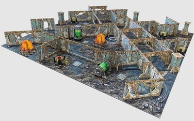 Set terreni loje Battle Systems Alien Catacombs, karton për montim, tapet neopreni 60 x 60 cm, shumëngjyrësh