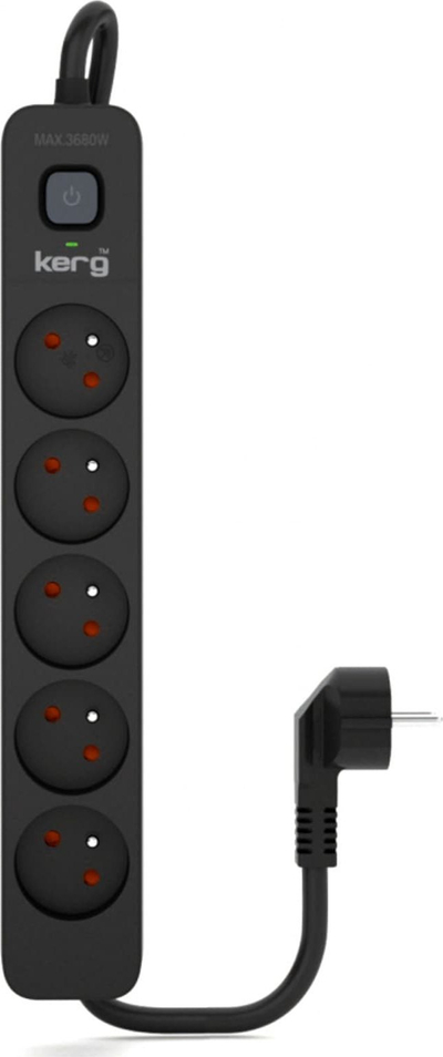 Shirit elektrik Kerg, 5 priza, kabllo 5m, i zi