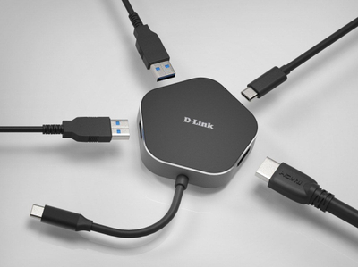 Stacion dokimi USB C D Link DUB M420, 4 në 1, HDMI 4K, gri