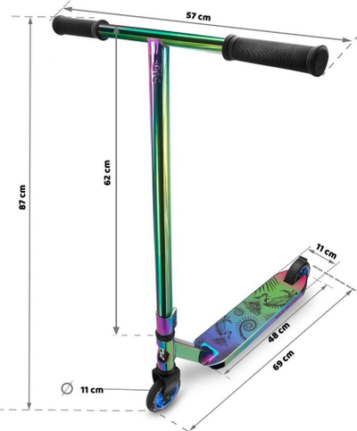 Trotinet stunt Soke Pro Street, rrota 110 mm, ABEC 9, neo chrome