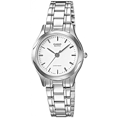 Orë dore Casio LTP-1275D-7A, për femra, çelik inox, me kornizë argjendi