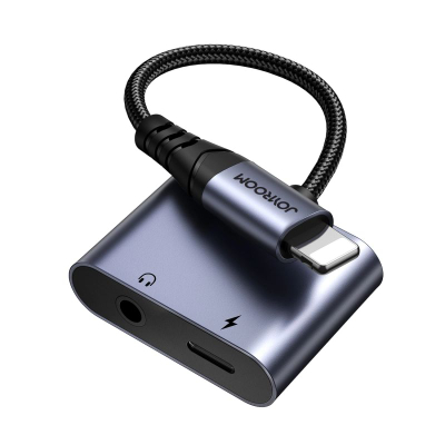 Adaptor audio Joyroom SY-L01, Lightning në 3.5mm dhe Lightning, i zi