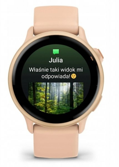 Ora e zgjuar Garmin Vivoactive 6, ekran AMOLED, bateri gati 11 ditë, rozë Metallic Pink Dawn