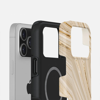 Mbulesë telefoni Burga Full Glam Tough Magnetic Case për iPhone 17 Pro Max, MagSafe, me motive bezhë