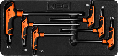 Set çelësash Torx Neo Tools 84-264, 6 copa, çelik S2, me dorezë T