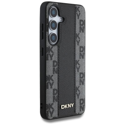Futrollë DKNY Leather Case MagSafe, për Samsung Galaxy S25, lëkurë eko, e zezë