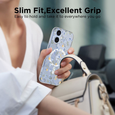 Mbështjellës telefoni Tech-Protect FlexAir MagSafe për iPhone 17, TPU, transparent, motiv Daisy With Leaves