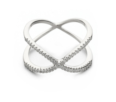 Unazë MOISS Minimalistic Double R00021, argjend, me zirkon