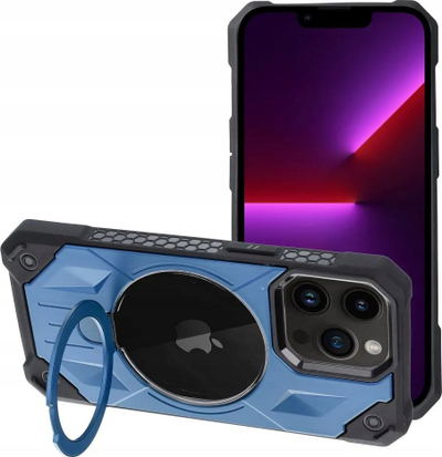 Mbrojtëse telefoni OEM MagSafe për iPhone 13 Pro Max, me unazë mbajtëse, blu me të zezë