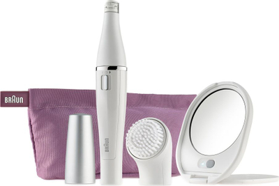 Epilator fytyre Braun Face SE830, furçë pastrimi, pasqyrë me dritë, i bardhë