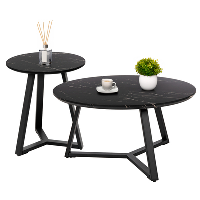 Set tavolina për kafe Rocket 2-pjesësh Φ80cm & Φ45cm (HM21090), zezë