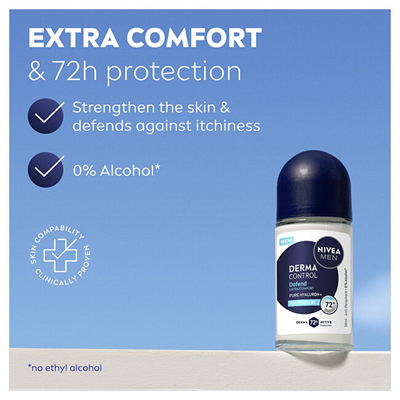 Antiperspirant roll-on për meshkuj Nivea Men Derma Control Defend, 50 ml