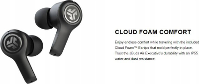 Kufje wireless in ear JLab JBuds Air Executive, Bluetooth 5, me kuti karikimi, të zeza