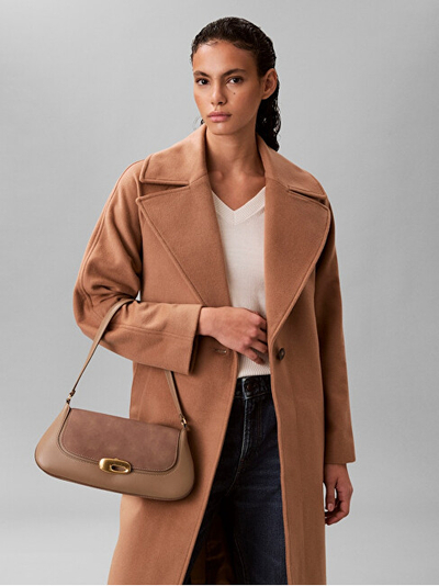 Çantë shpatulle Calvin Klein LV04F3337G, Handbag Hardware Brushed, bezhë