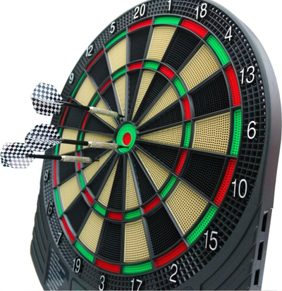 Dartboard elektronik Enero 47 cm, ekran LED, me shumë lojëra, i zi