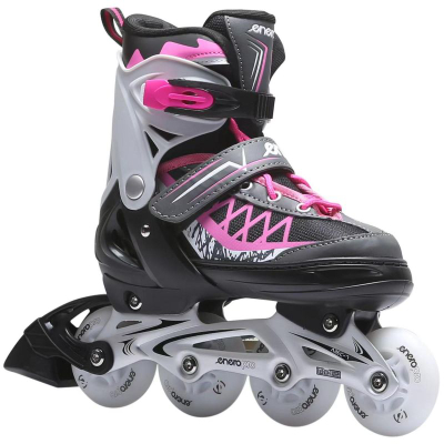 Patina inline Enero PRO LED 4 në 1, të rregullueshme 30-33, me LED, rozë me të zezë