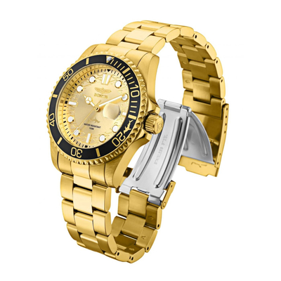 Ora dore Invicta Pro Diver 30025, analoge, rezistente ndaj ujit 100m, ngjyrë ari