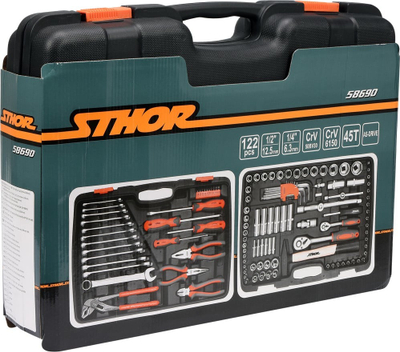 Set veglash Sthor 58690, 122 copë, me kuti plastike