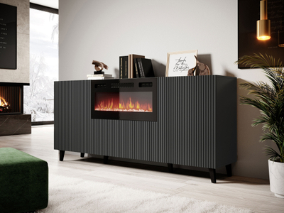 Komodë me kaminë 180 Tilderi Grey  (181 x 83 x 42)