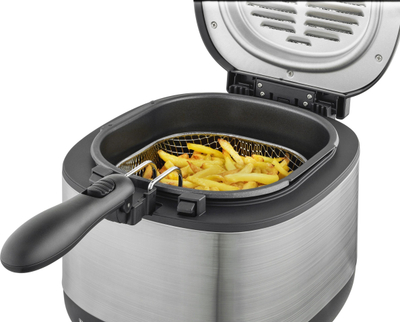 Fritezë elektrike Metal Deep Fryer, 2.5L, 1600W, inox dhe e zezë