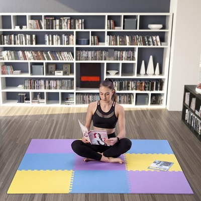 Shtresë për ushtrime One Fitness Puzzle, 9 pjesë, verdhë / kaltër / vjollcë 