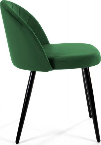 Karrige me velur SJ.077, tapiceri me qepje zbukuruese, këmbë çeliku, jeshile bottle green