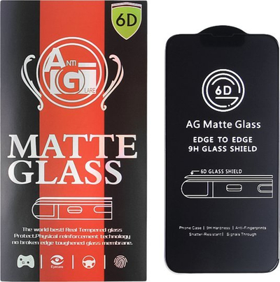 Xham mbrojtës AG Matte Glass 6D për iPhone 13, 13 Pro, 14, 6.1\", mat, i zi