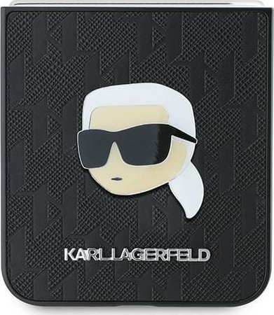 Këllëf telefoni Karl Lagerfeld Saffiano Monogram për Samsung Galaxy Z Flip 6, me logo, ngjyrë e zezë