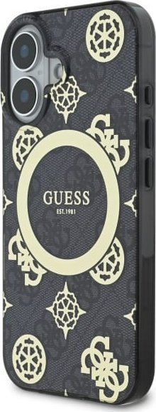Mbrojtëse telefoni Guess IML 4G Peony MagSafe, për iPhone 16, e zezë
