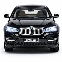Makina lodër Autoprom BMW X6 1:32, metal, drita dhe zë, e zezë