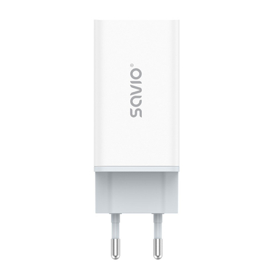 Karikues rrjeti Savio LA-07, 65W GaN, Quick Charge 4.0 Power Delivery 3.0, i bardhë