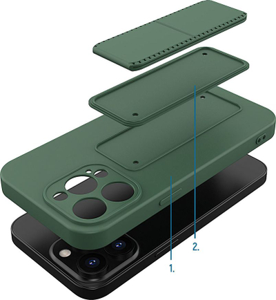 Kuti telefoni Wozinsky Kickstand, silikoni, me këmbë mbajtëse, e zezë