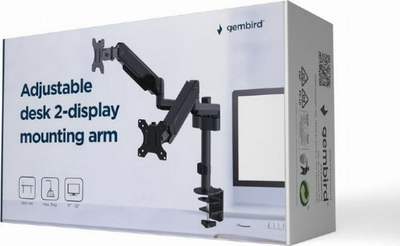 Mbajtëse për 2 monitora Gembird (MA-DA2P-01), 17''-32'', 9KG max, 75x75/100x100mm, e zezë