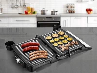 Grill kontakti EKG ECGKG100, 2000W, 3 pozicione pune, inox