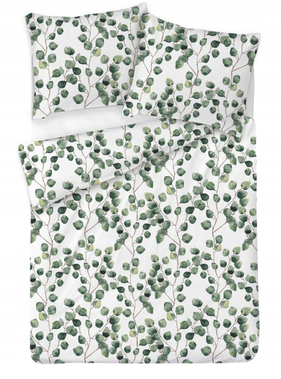 Комплет чаршафи Bed Linen Satin Exclusive Floral, 220x200 cm, памук сатен, нијанси зелена