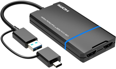 Adapter Microconnect USB C USB A 2n1 në HDMI, 4K, gri