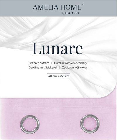 Perde AmeliaHome Lunare, 140 x 250 cm, gjysmë-transparente, rozë