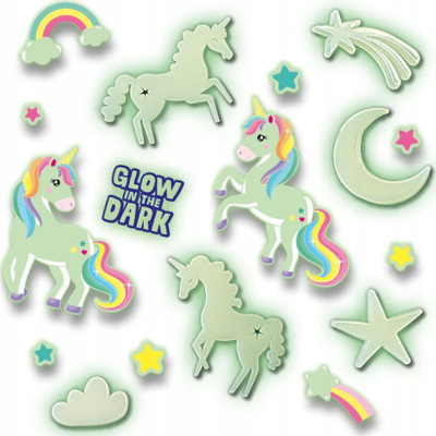 Set kreativ SES Creative 25128 Glowing Unicorns, figurina fosforeshente, për fëmijë, shumëngjyrëshe